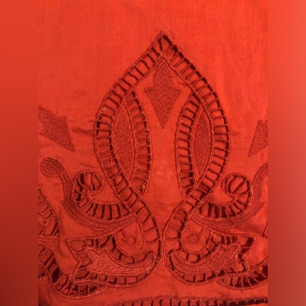 Banana Republic Orange Red Embroidered Strappy Sleeveless Summer Top v neck - Picture 5 of 10